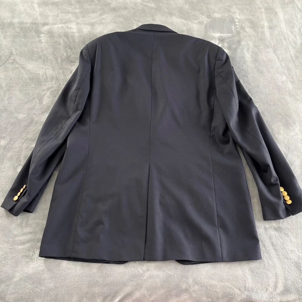 Ralph Lauren Navy Blue Blazer Gold Buttons Two Button Menswear Classic Style 46L